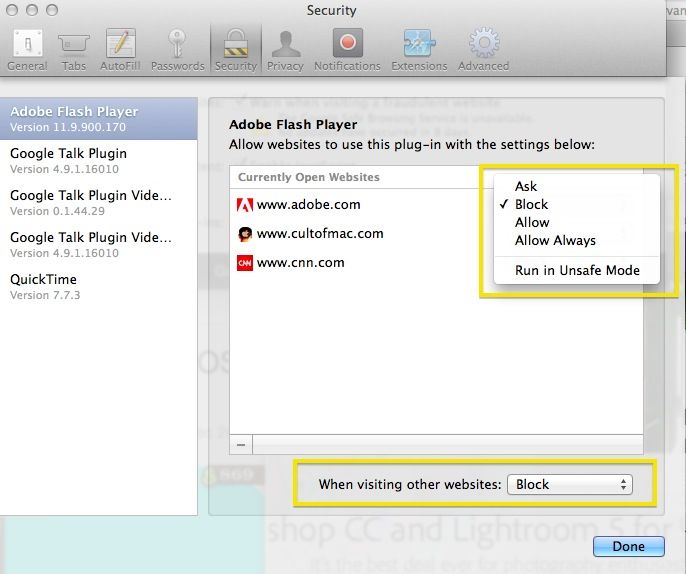 How to enable flash player in safari