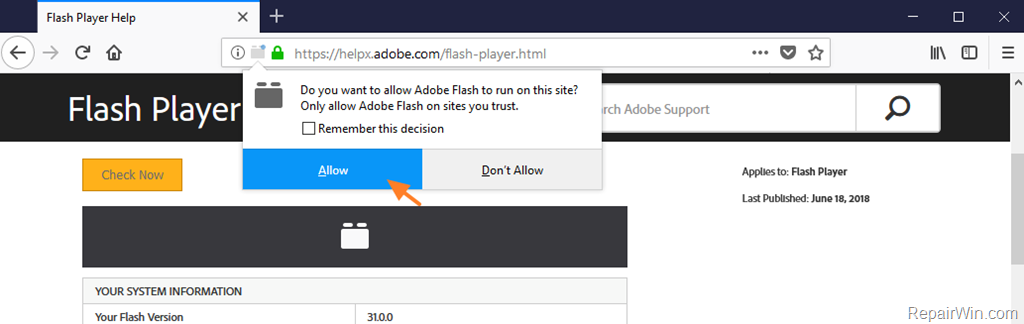 How to enable flash on firefox
